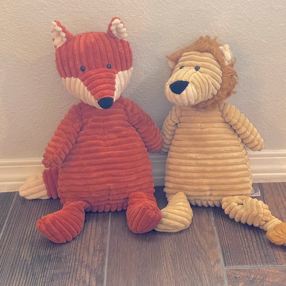 Corduroy Jelly cat animals fox and lion medium size